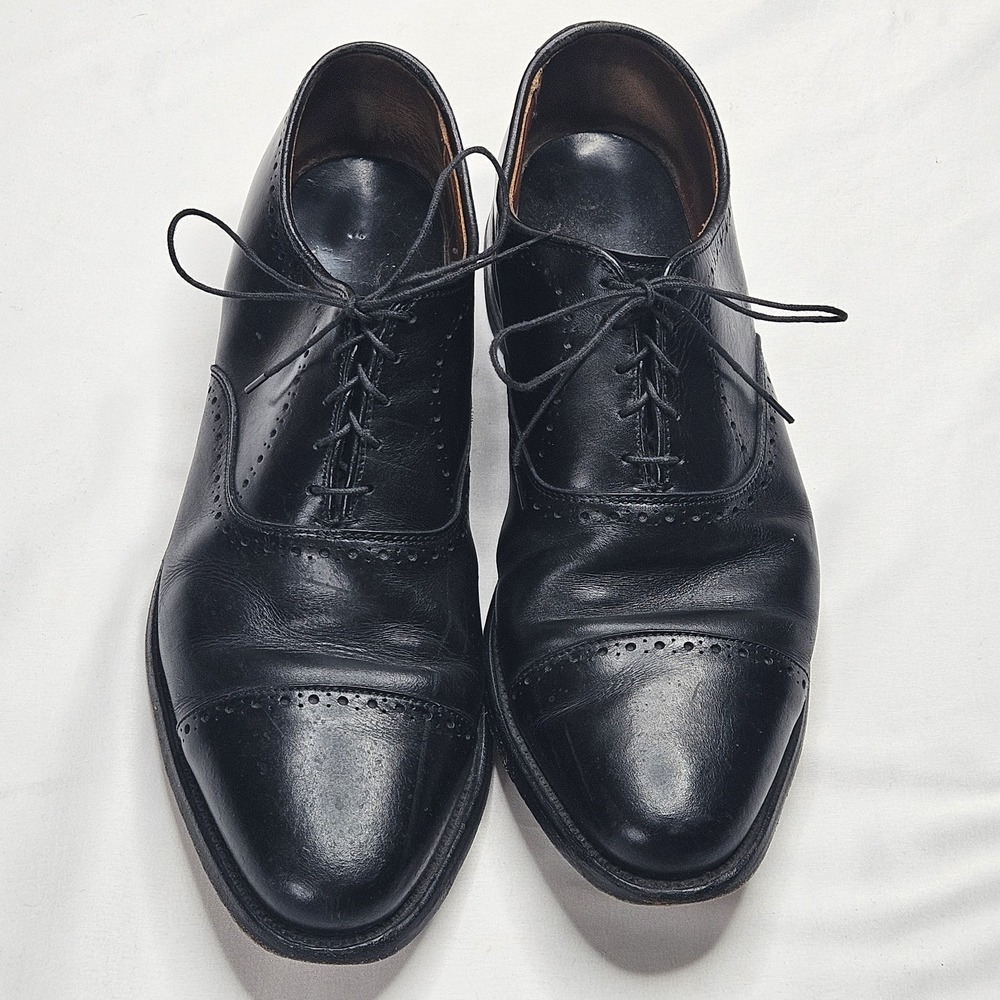 Allen Edmonds Fifth Avenue Black Leather Cap Toe Oxfords Mens 10D Made USA Shoes